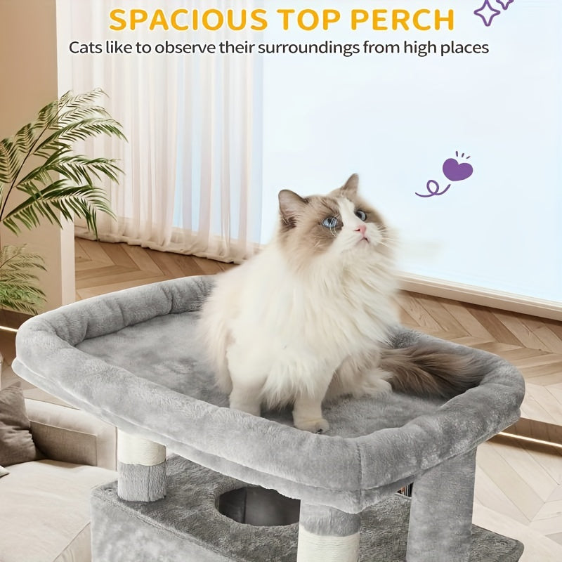 Albero per gatti grande da 170 cm, Maine Cat Tower, tiragraffi multistrato con grande trespolo, cuscinetto lavabile, mobili per cuccia per gatti con 2 grotte, 8 tiragraffi per gatti, grigio chiaro, grigio scuro