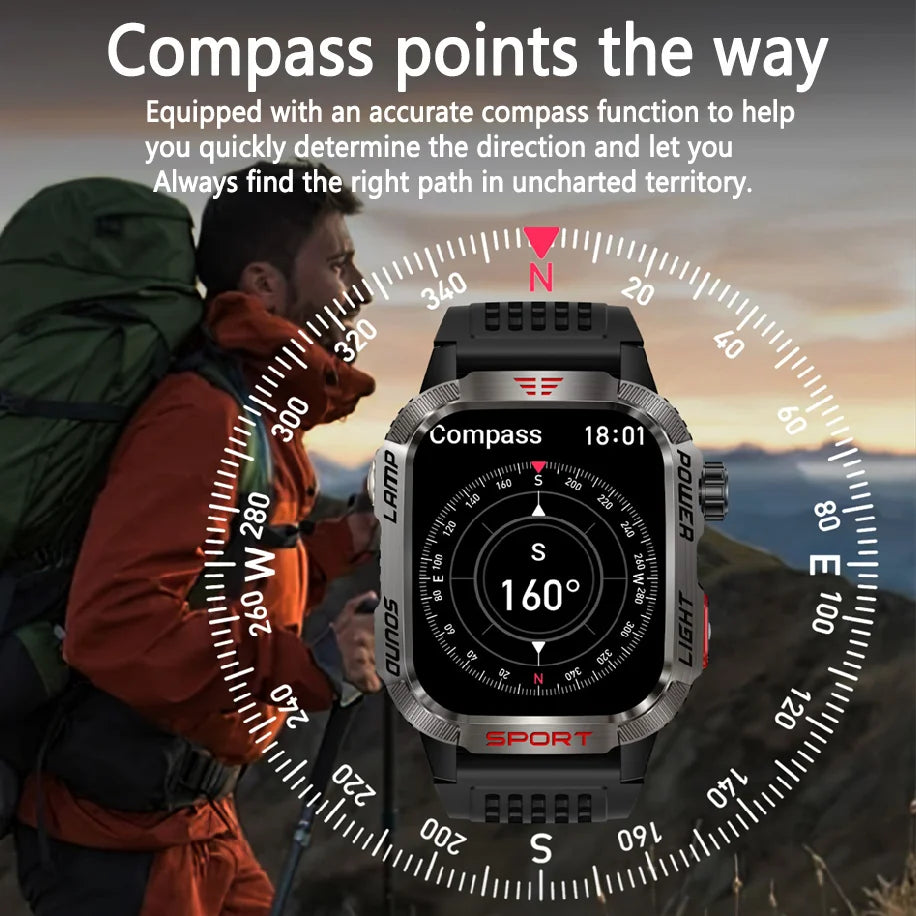 Nuovo per Huawei Xiaomi militare GPS Smart Watch uomo torcia elettrica bussola impermeabile Sport all'aria aperta Tracker chiamata Bluetooth Smartwatch