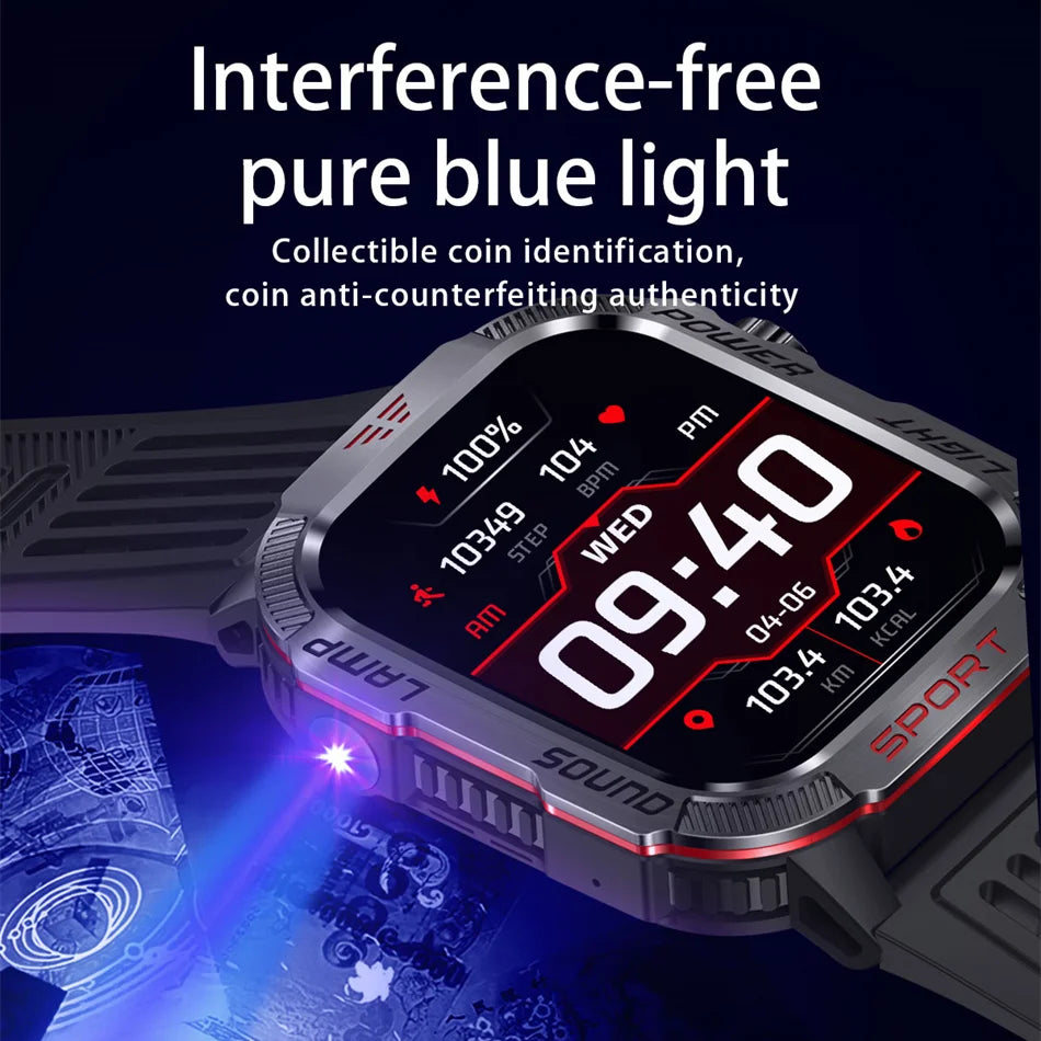 Nuovo per Huawei Xiaomi militare GPS Smart Watch uomo torcia elettrica bussola impermeabile Sport all'aria aperta Tracker chiamata Bluetooth Smartwatch