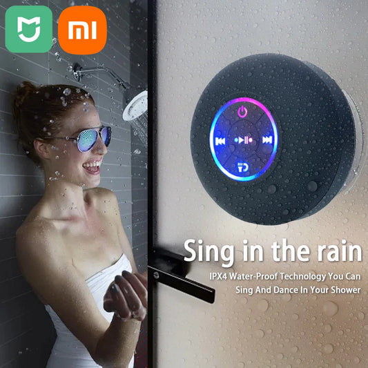 Xiaomi Altoparlante Bluetooth portatile wireless LED IPX4 Altoparlante impermeabile per esterni Bagno Grande ventosa Stereo Sound Box