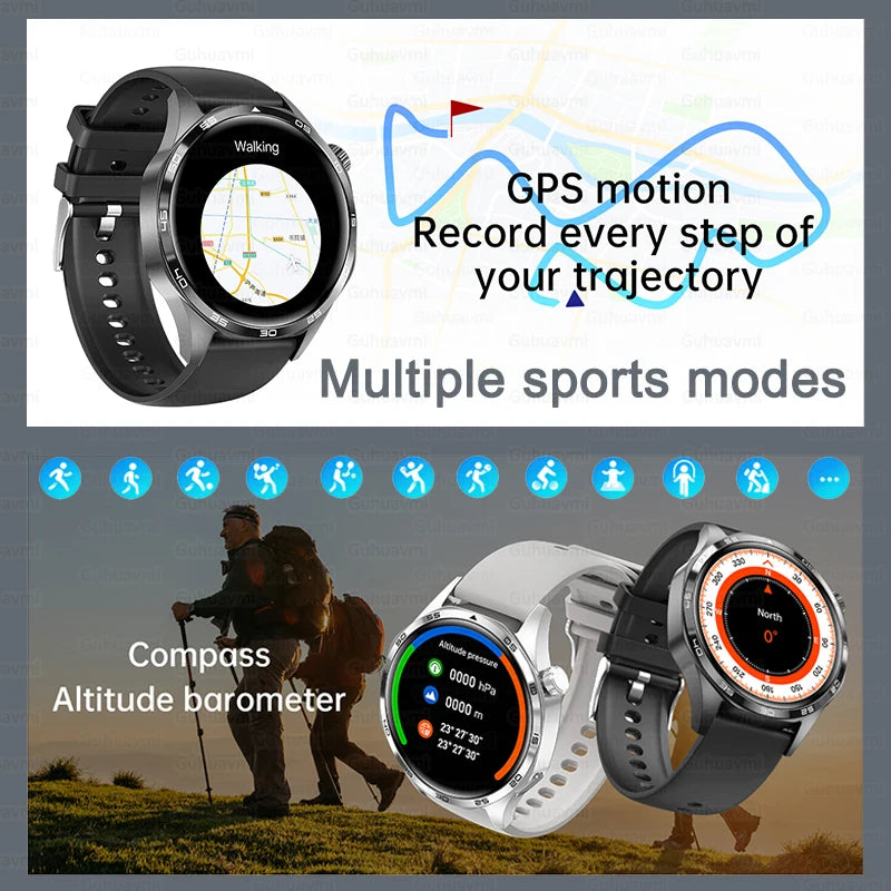 Per HUAWEI IOS Sport All'aria Aperta GPS Astuto Della Vigilanza Degli Uomini di 1.53 pollici HD AMOLED Schermo IP68 Impermeabile Chiamata Bluetooth NFC Smartwatch 2024