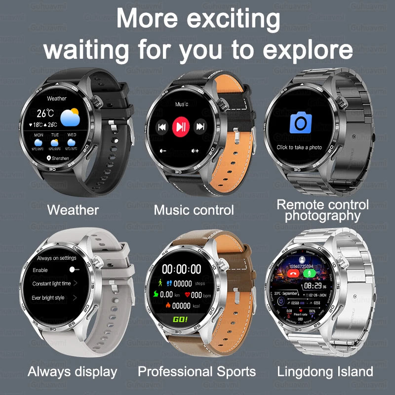 Per HUAWEI IOS Sport All'aria Aperta GPS Astuto Della Vigilanza Degli Uomini di 1.53 pollici HD AMOLED Schermo IP68 Impermeabile Chiamata Bluetooth NFC Smartwatch 2024