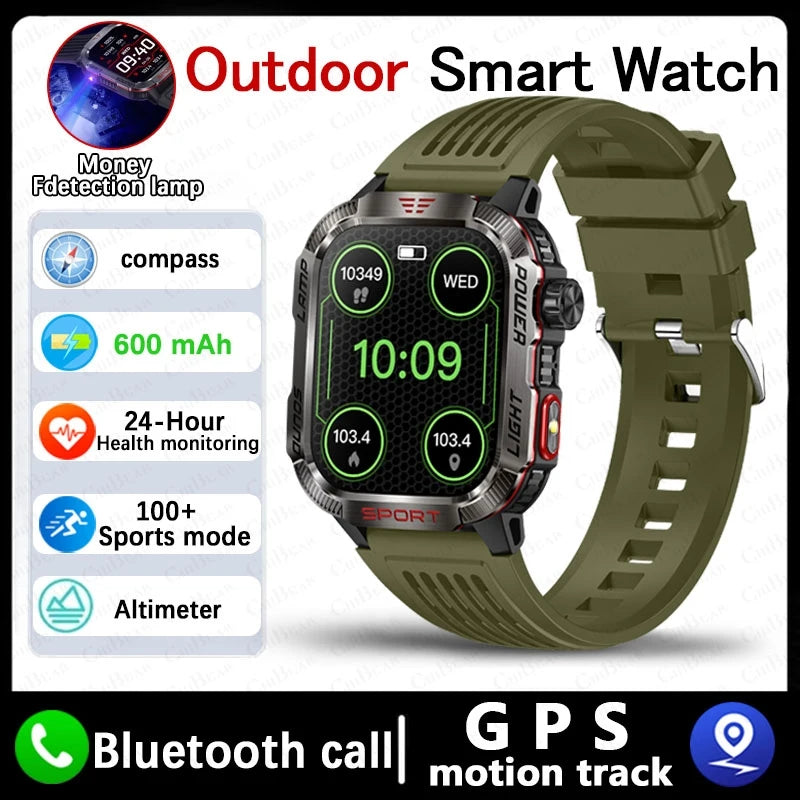 Nuovo per Huawei Xiaomi militare GPS Smart Watch uomo torcia elettrica bussola impermeabile Sport all'aria aperta Tracker chiamata Bluetooth Smartwatch