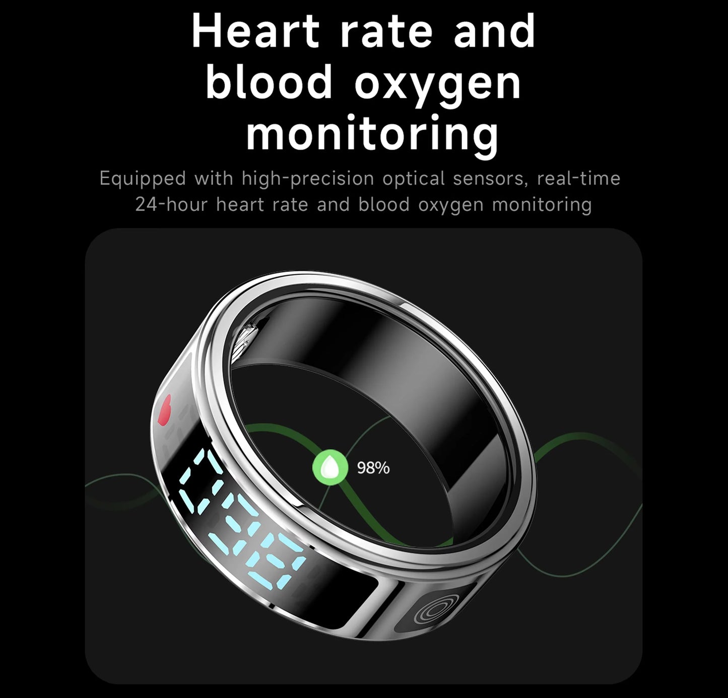 Xiaomi R08 Anello Intelligente 5ATM Impermeabile Bluetooth 5.1 Frequenza Cardiaca Monitoraggio Dell'ossigeno Nel Sangue Modalità Multi Sport Per Le Donne Degli Uomini nuovo