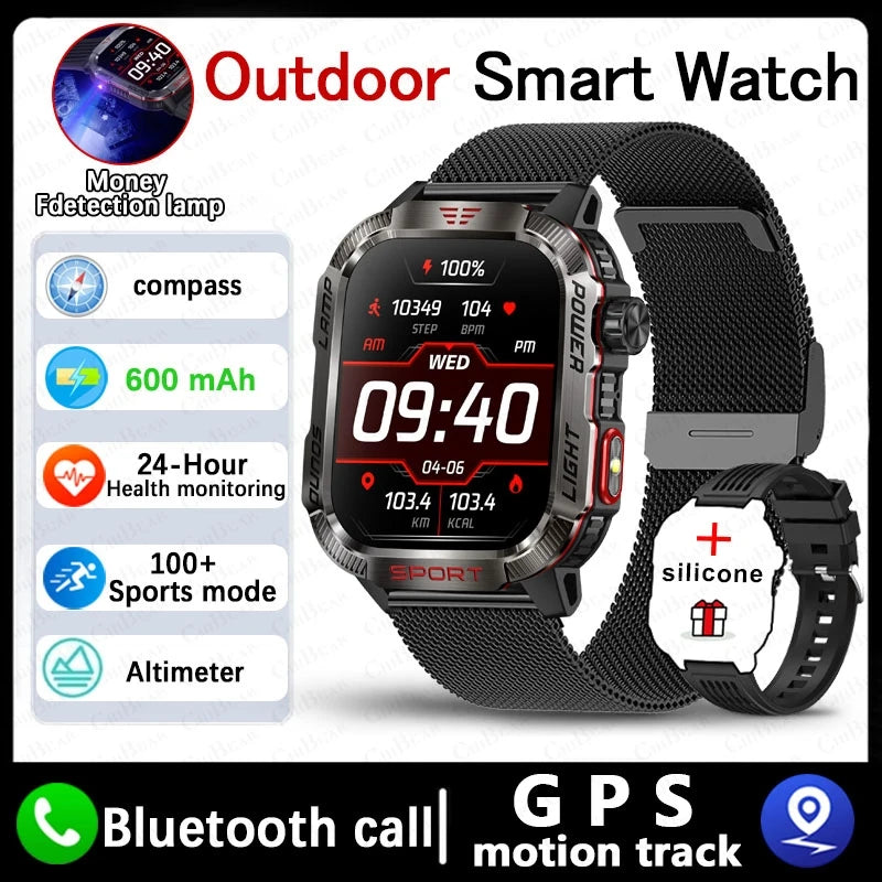 Nuovo per Huawei Xiaomi militare GPS Smart Watch uomo torcia elettrica bussola impermeabile Sport all'aria aperta Tracker chiamata Bluetooth Smartwatch