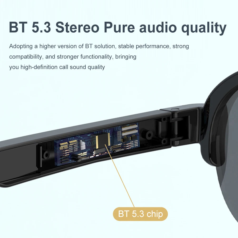 144 lingue Smart Glasses Translator Protezione UV Translator Occhiali e cuffie Occhiali da sole auricolari aperti impermeabili per uomini e donne