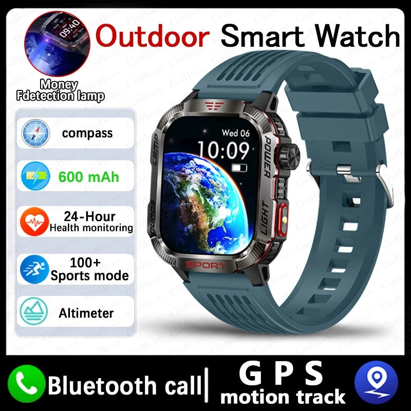 Nuovo per Huawei Xiaomi militare GPS Smart Watch uomo torcia elettrica bussola impermeabile Sport all'aria aperta Tracker chiamata Bluetooth Smartwatch