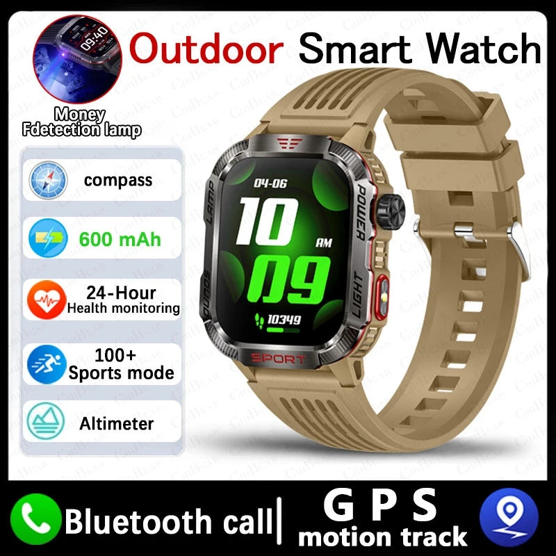 Nuovo per Huawei Xiaomi militare GPS Smart Watch uomo torcia elettrica bussola impermeabile Sport all'aria aperta Tracker chiamata Bluetooth Smartwatch