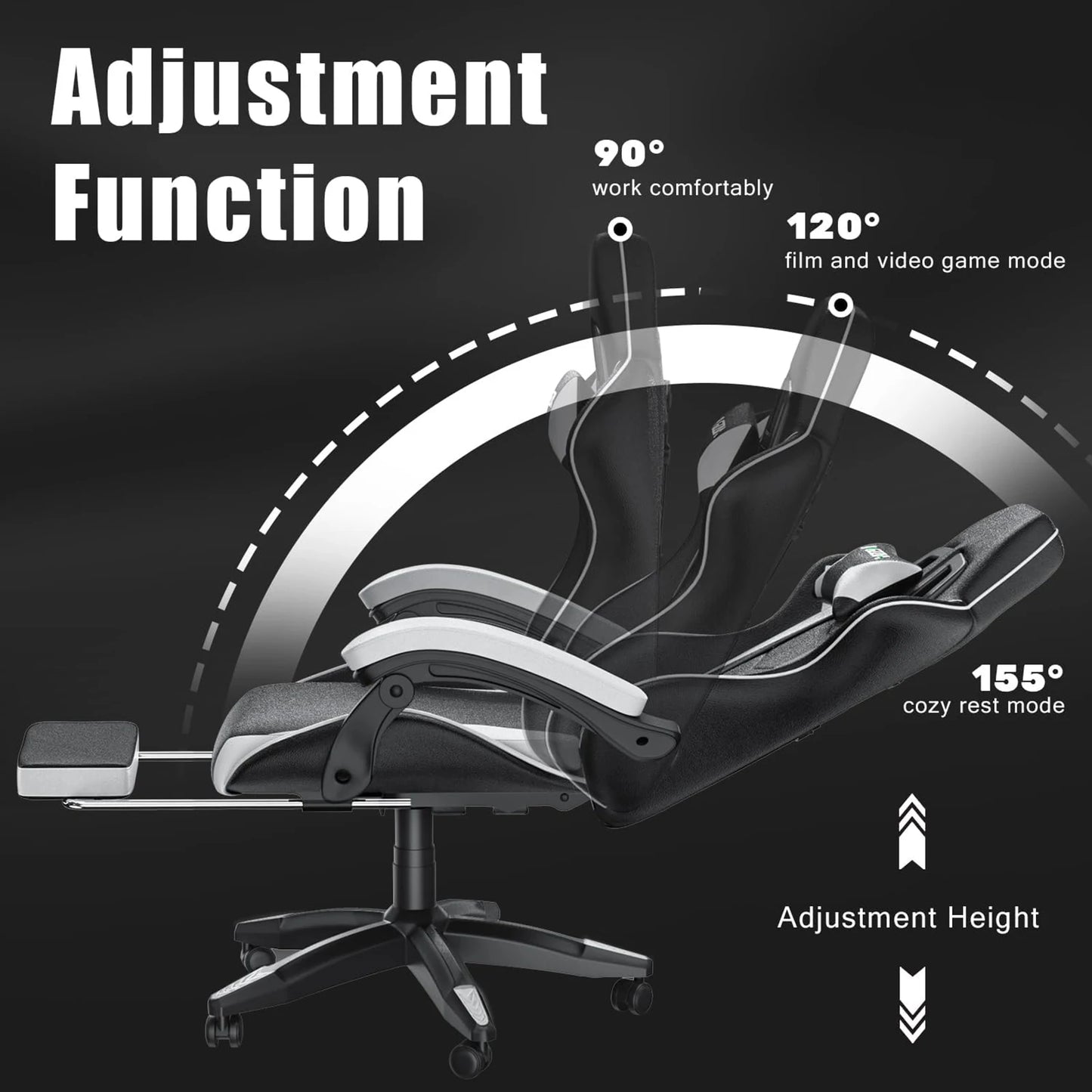 Sedia da gioco con poggiapiedi Sedie da gioco ergonomiche con cuscino lombare Poggiatesta Sedia da gioco Sedia per computer regolabile in altezza